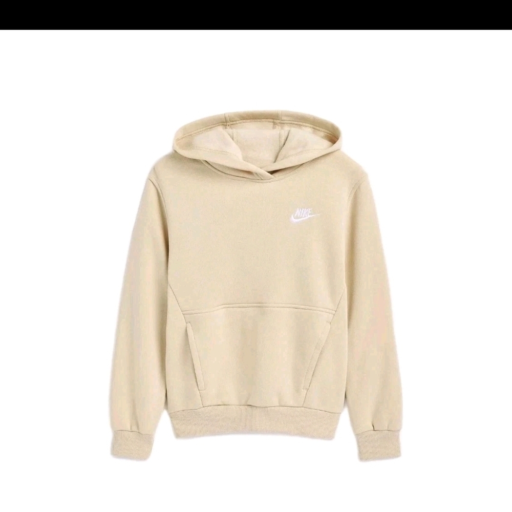 Nike KidsSportswear Club Fleece Pullover Cream XL Hoodie EUC